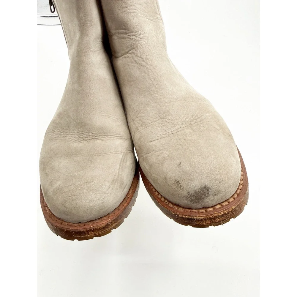 Frye Natalie Double Zip Grey Leather Ankle Boots Womens 7.5 B